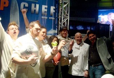 Bravo's Top Chef judge Tom Colicchio participated in Taste of the NFL on January 31 with a handful of the show's past contestants.