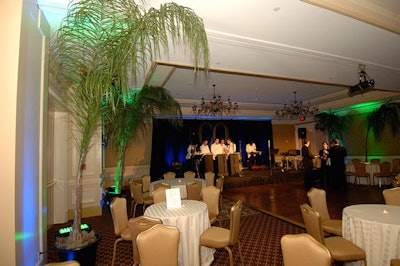 Party Plus supplied 15-foot-tall palm trees for the ballroom and lobby.