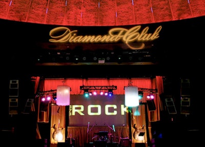 'Diamond Club' and '373 Rock' gobos were projected onto the walls and stage.