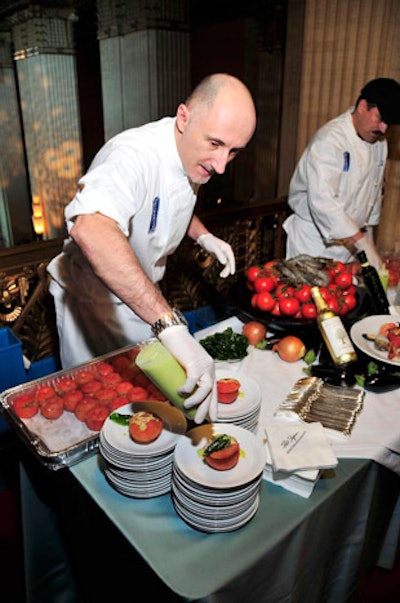 The cocktail reception featured tasting stations from local restaurants.