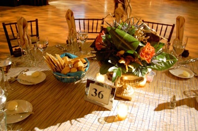 Low floral arrangements topped some of the other dinner tables.