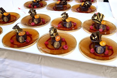 The dessert course included chocolate and apricot pavé with apricot-yogurt ice cream and mini baklava bites.