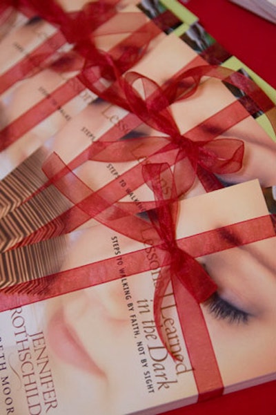 Guests received a ribbon-wrapped copy of the honoree's book.