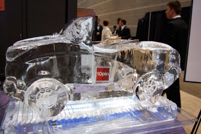 Local restaurant and bowling alley 10 Pin sponsored a dessert table that featured a car-shaped ice sculpture.
