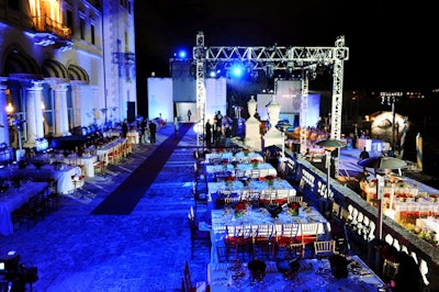 Rectangular tables of 12 took the place of the traditional rounds seen at many fund-raising galas.