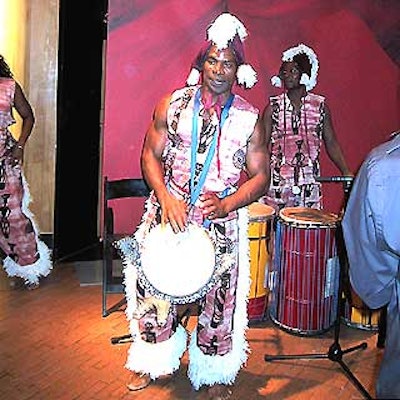 At Saks Fifth Avenue's launch party for National Geographic Books' Fashion, Dominic Kanza and the African Rhythm Machine gave an energetic performance (appropriate to the book's topic: fashion's international sources) in front of a giant blowup of the book's cover.