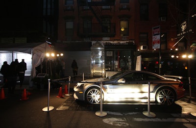 Outside Shang, Mercedes-Benz unveiled its new SL65 AMG Black series vehicle for the Friday-night kickoff party.