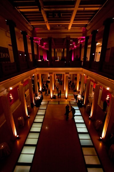 The foyer and the second-floor balcony of the Corcoran accommodate more than 900 guests.