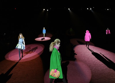 Although Marc Jacobs has gained a reputation for lavish build-outs, impressive entertainment, and extravagant parties, this season the designer's stage consisted of a colored runway.