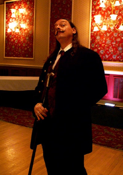 Costumed actors portraying famous and historical icons from the region including Salvador Dali and Don Quixote mingled with guests before dinner.