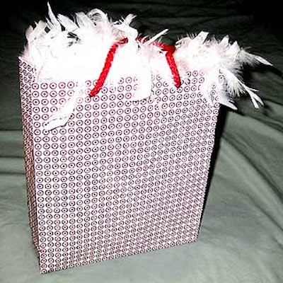 The gift bags were covered with the Target logo, and included feather boas.
