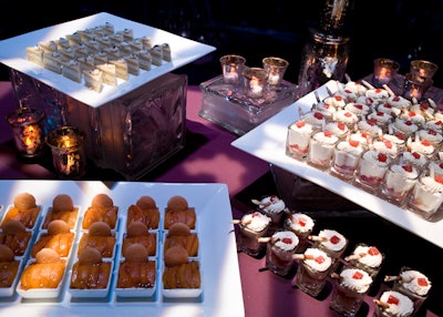 Desserts on the menu included miniature parfaits and baked peaches with vanilla wafers.