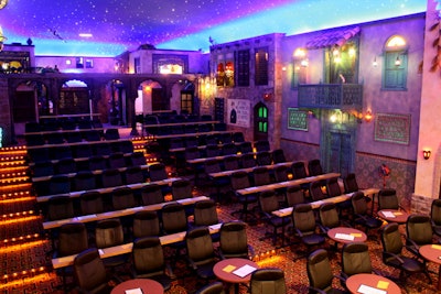 Hollywood Blvd.'s Casablanca-themed theater features a starry ceiling and a replica of the film's trimotor airplane.