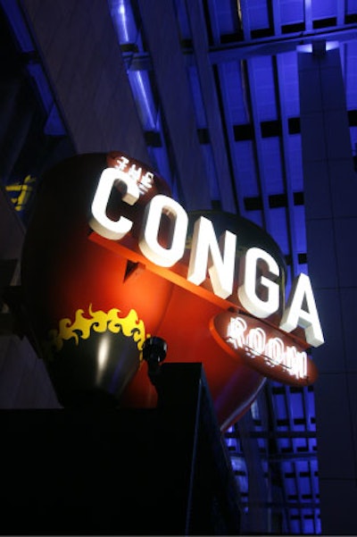 Two larger-than-life bongos welcomed guests into the venue from Nokia Plaza.