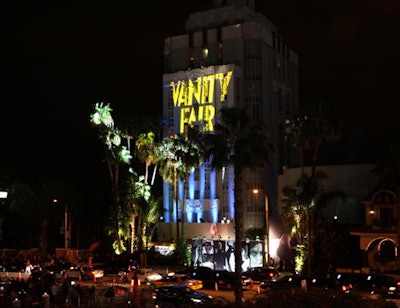 Patrick Woodroffe and Pete Barford lit the hotel in a 'classic Deco style,' according to the mag, of blue and white lighting.