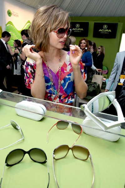 Lacoste gave its sunglasses to guests inside the Elle green room lounge.