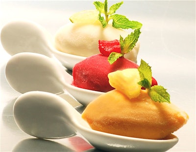 Twenty-four flavors of sorbet and ice creams are available.