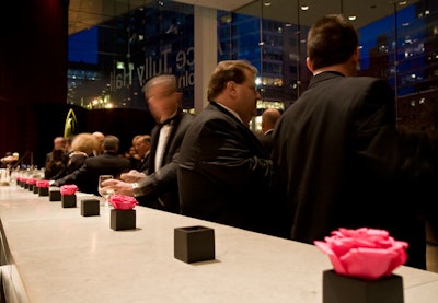 The new lobby of Alice Tully Hall served as the cocktail reception decor.