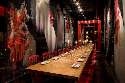 A communal table, designed by Castor, seats 24 and can double as a runway for fashion events.
