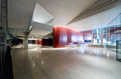 The interior lobbies of the performance hall have also been renovated and now include a 6,161-square-foot outer lobby and an inner lobby—named for financial firm Morgan Stanley—at approximately 9.500 square feet.