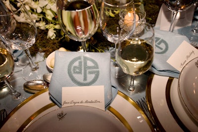 Napkins at the table by Philip Gorrivan Design had an elegant monogram.