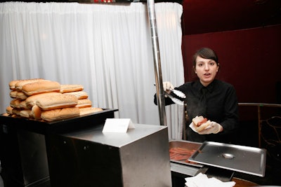 Olivier Cheng Catering had two hot-dog carts stationed in Roseland for guests looking for more substantial fare than the passed bites.