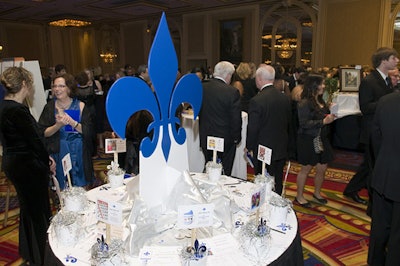 The ball's fleur de lis symbol decorated some silent auction tables.
