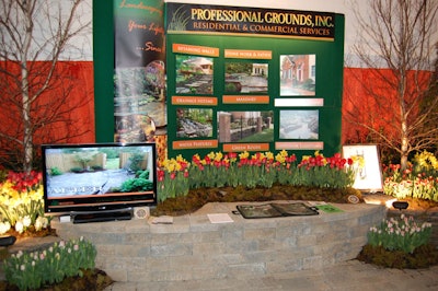 Professional Grounds Inc. used both landscaping and a video presentation in its booth.