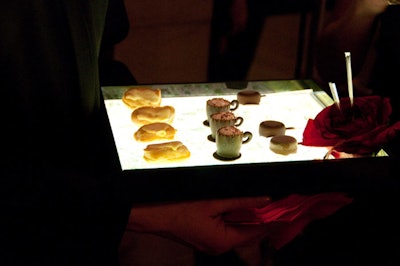 Oliver Cheng Catering served visually arresting and orally pleasing tray after tray, like this dessert trio.