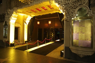 At the entrance to the Avalon, a yellow center stripe offset a black carpet.