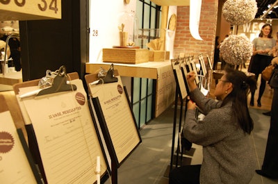 In the spirit of environmental awareness, the auction sheets were made from recycled paper and pens attached with brown twine.