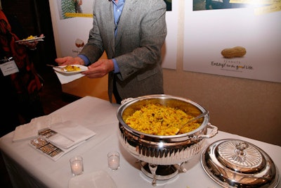 Guests could choose between passed plates and self service stations, like this one with a peanut-infused stir-fry.