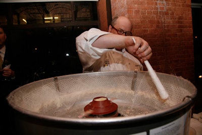 Atlanta-based chef Linton Hopkins operated one of the event's more popular stations, a cotton candy machine spinning out peanut-flavored floss.