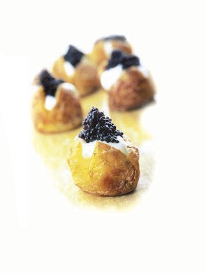 Baby baked potatoes with sour cream and caviar from A Taste 4 Life