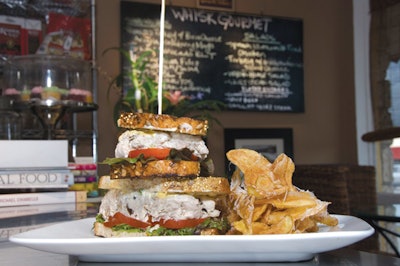 Whisk's Charleston chicken salad sandwich with house-made fingerling potato chips