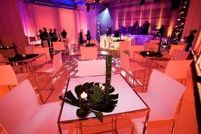 Colored LED lighting in blue, orange, and pink helped set the mood of the event.