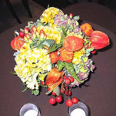 Robert Isabell provided autumn-colored centerpieces for the cocktail reception in the lobby of the Seagram Building for the Municipal Art Society's annual benefit.