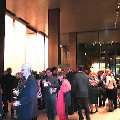 The lobby of the Seagram Building hosted pre-dinner cocktails and hors d'oeuvres.