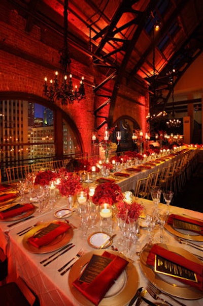 Guests dined at a long, dramatic table.