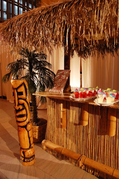 A tiki hut-style bar decorated the lounge area of the promotion at Grand Central Terminal.