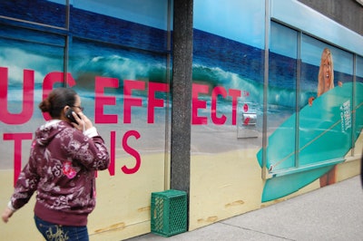 Taking advantage of an empty storefront on Madison Avenue, the television network plastered a big decal in the windows.