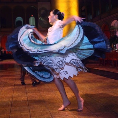 Arranged by the Embassy of Peru, dancers performed the marinera, a flirtatious, barefoot performance considered the national dance of Peru.