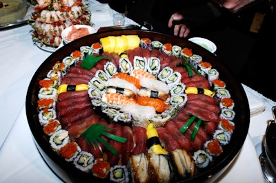 A sushi table was one of the 12 food stations on the show floor.
