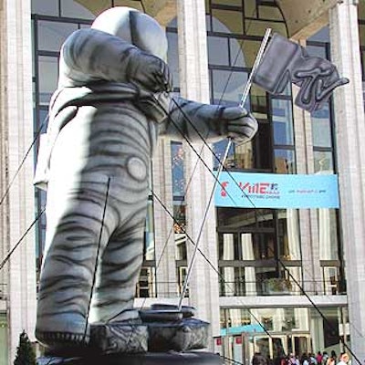 A giant Video Music award statue greeting guests outside the MTV's awards ceremony at Lincoln Center.