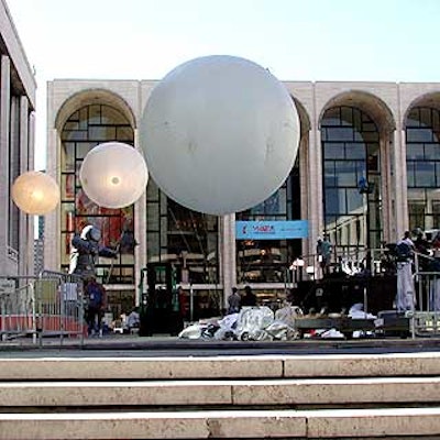 Large, round Aerolites were already going up in the plaza a day before the awards ceremony.