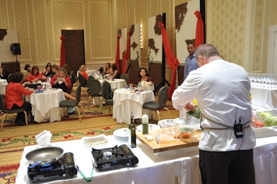 The hotel's executive chef, Alexander Feher, demonstrated how to prepare heart-healthy meals.