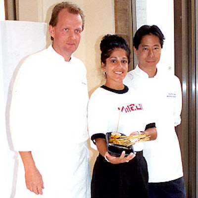 At the MTV Video Music Awards, Restaurant Associates executive chefs Tim McLaughlin and Tim Buma posed with a server.