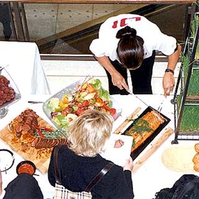 The buffet table at the pre-show party at Avery Fisher Hall.