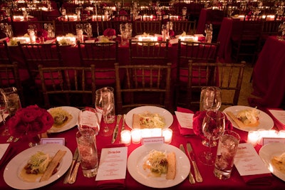 The Plaza's restaurant crafted the evening's menu, which included a selection of dishes with red accents.