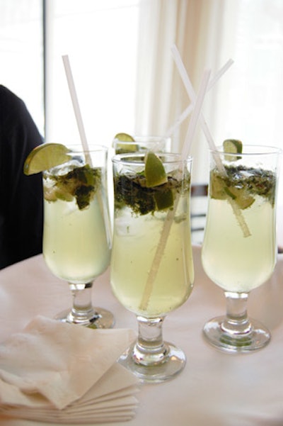 Servers offered mojitos to guests.